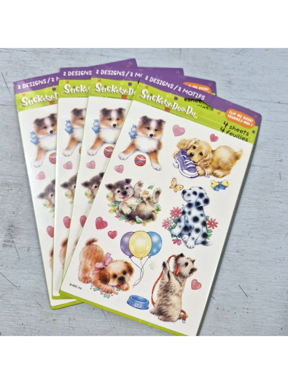 Stickety-Doo-Da Puppy Stickers 4 Sheets 2 Designs American Greetings Vtg 1990s